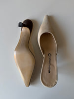 Real suede leather cream mule
