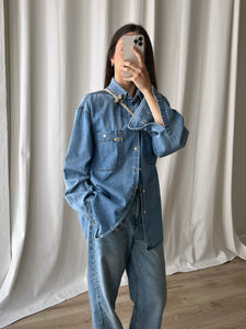 Pure cotton genderless denim shirt
