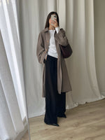Wool blend mud green trench coat