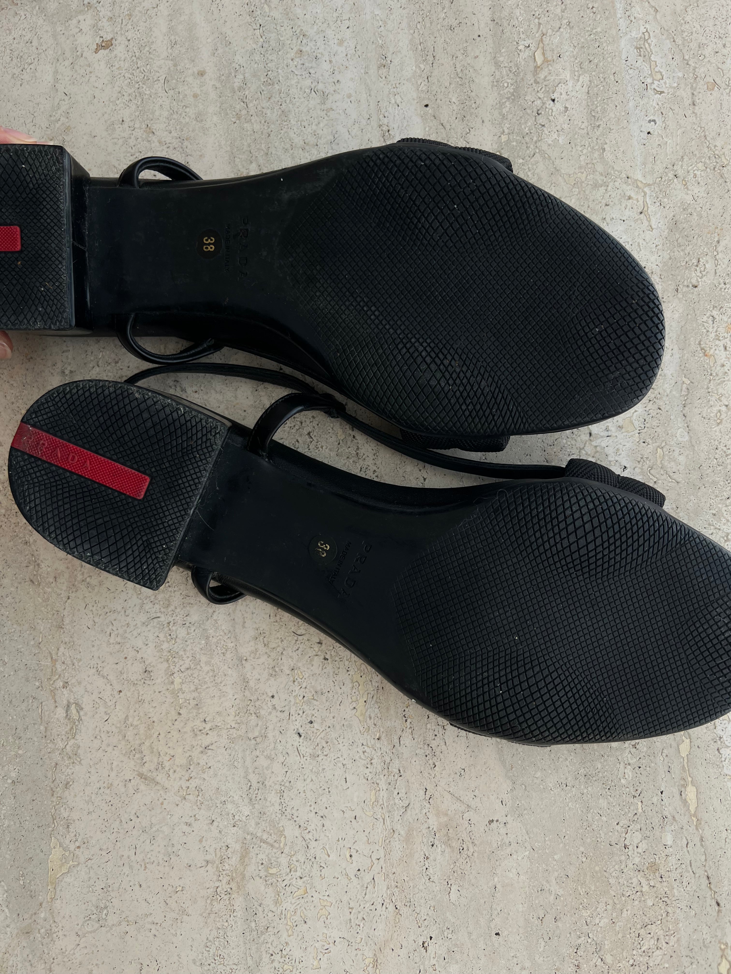 Prada leather black sandals