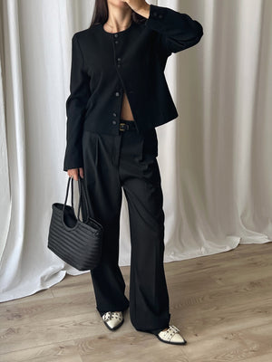 100% Wool black crop jacket