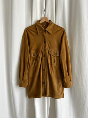Real suede leather light brown jacket/shirt