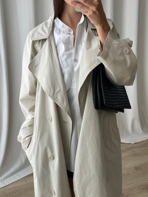 Pure cotton ice white long trench