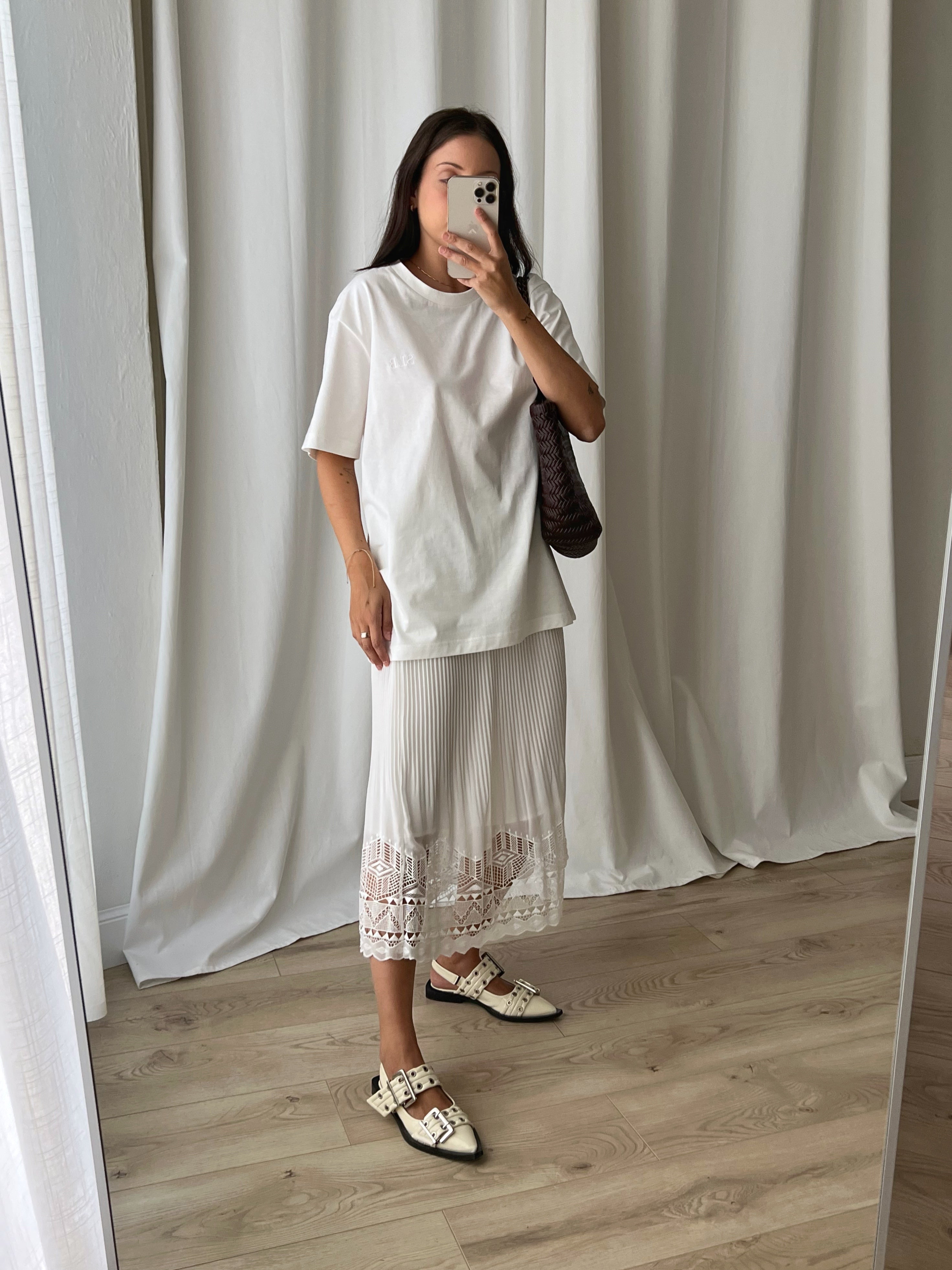 Sisley plissè white skirt