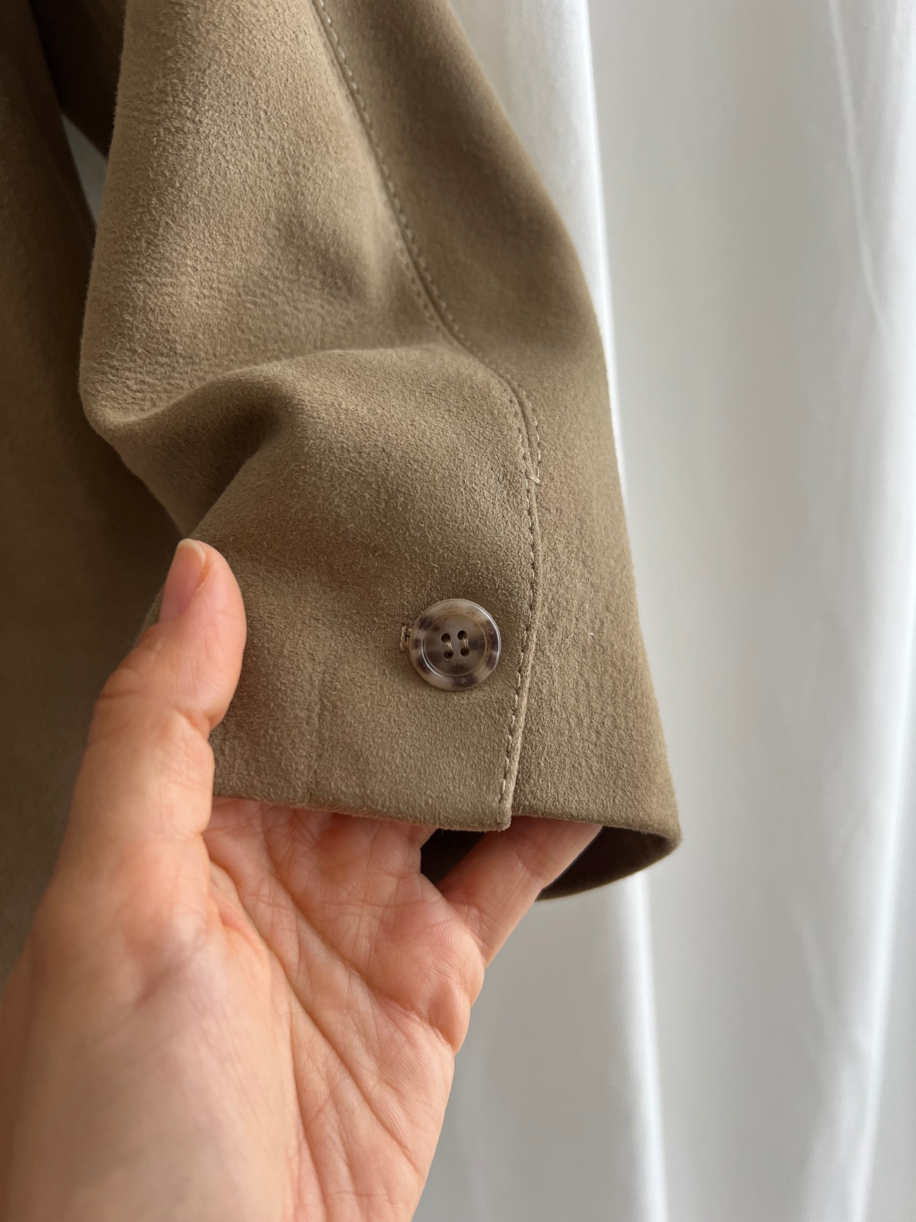 Real suede leather beige jacket