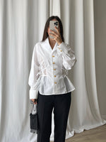 Pure cotton ribbon details white shirt