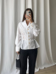 Pure cotton ribbon details white shirt