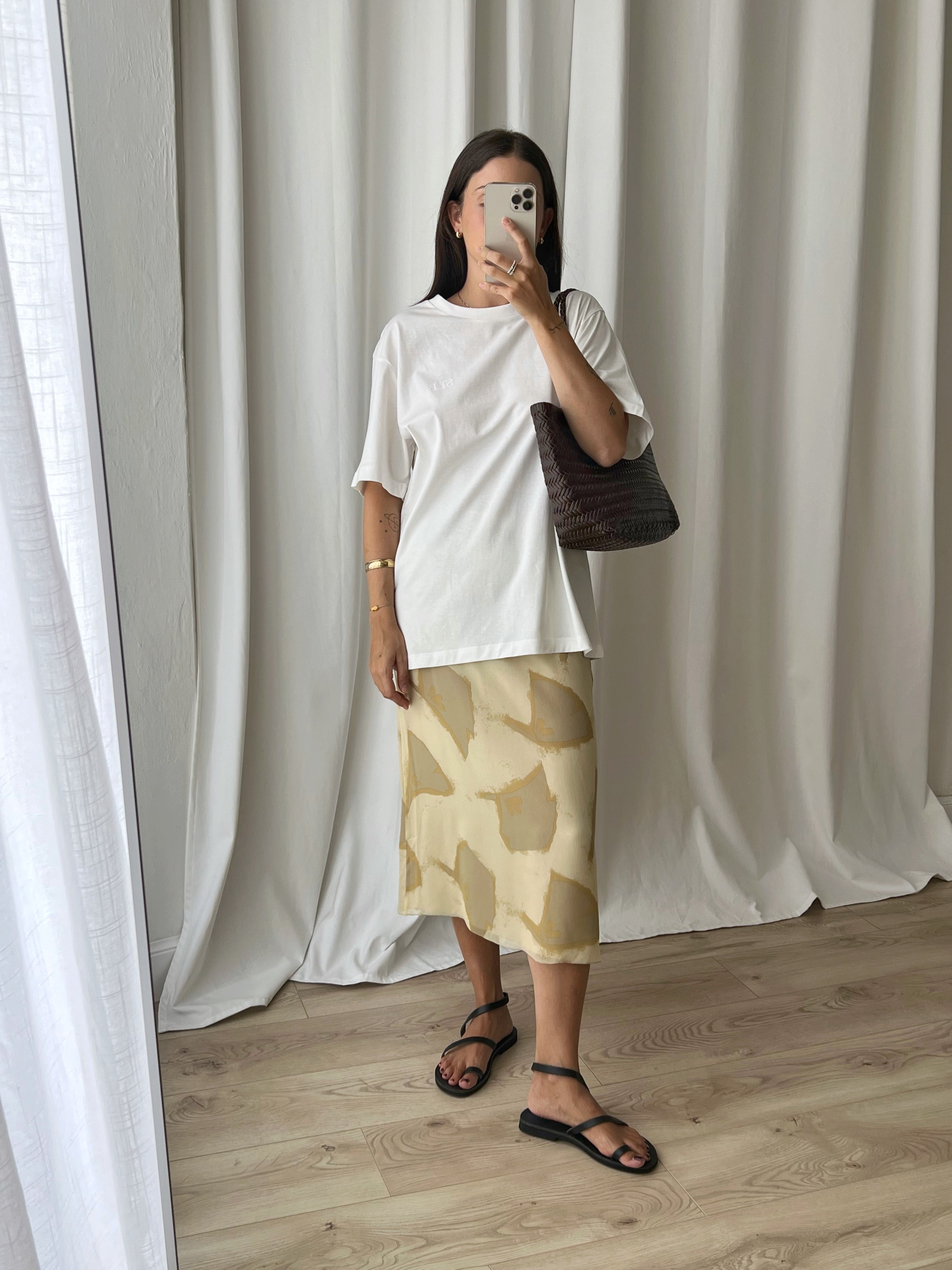 100% silk midi skirt