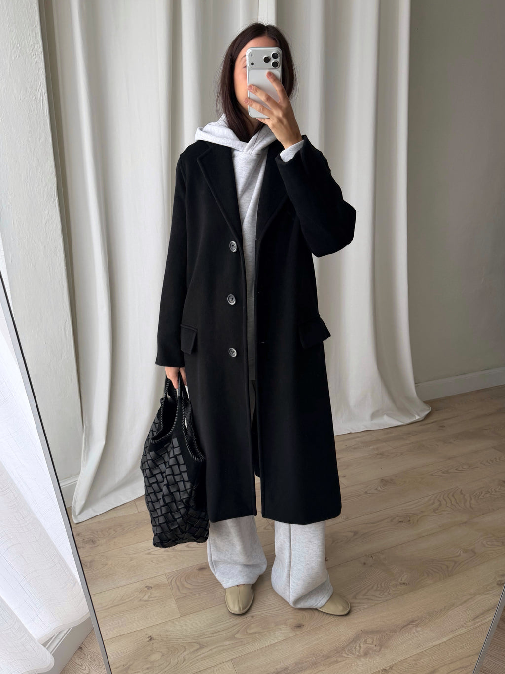 Marella wool and angora black coat