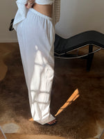 Linen and cotton wide leg pants - White