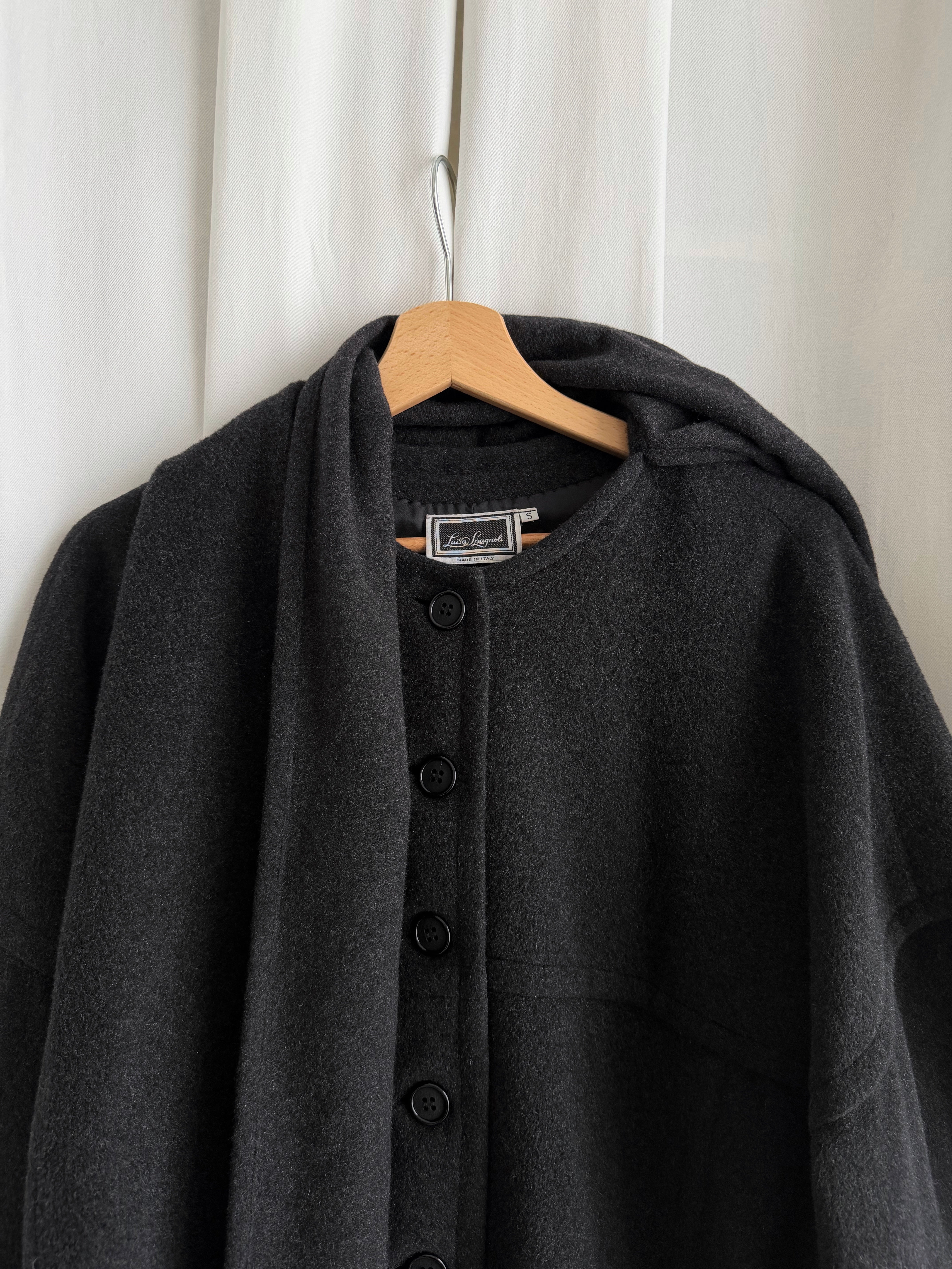 Luisa Spagnoli pure wool grey scarf coat