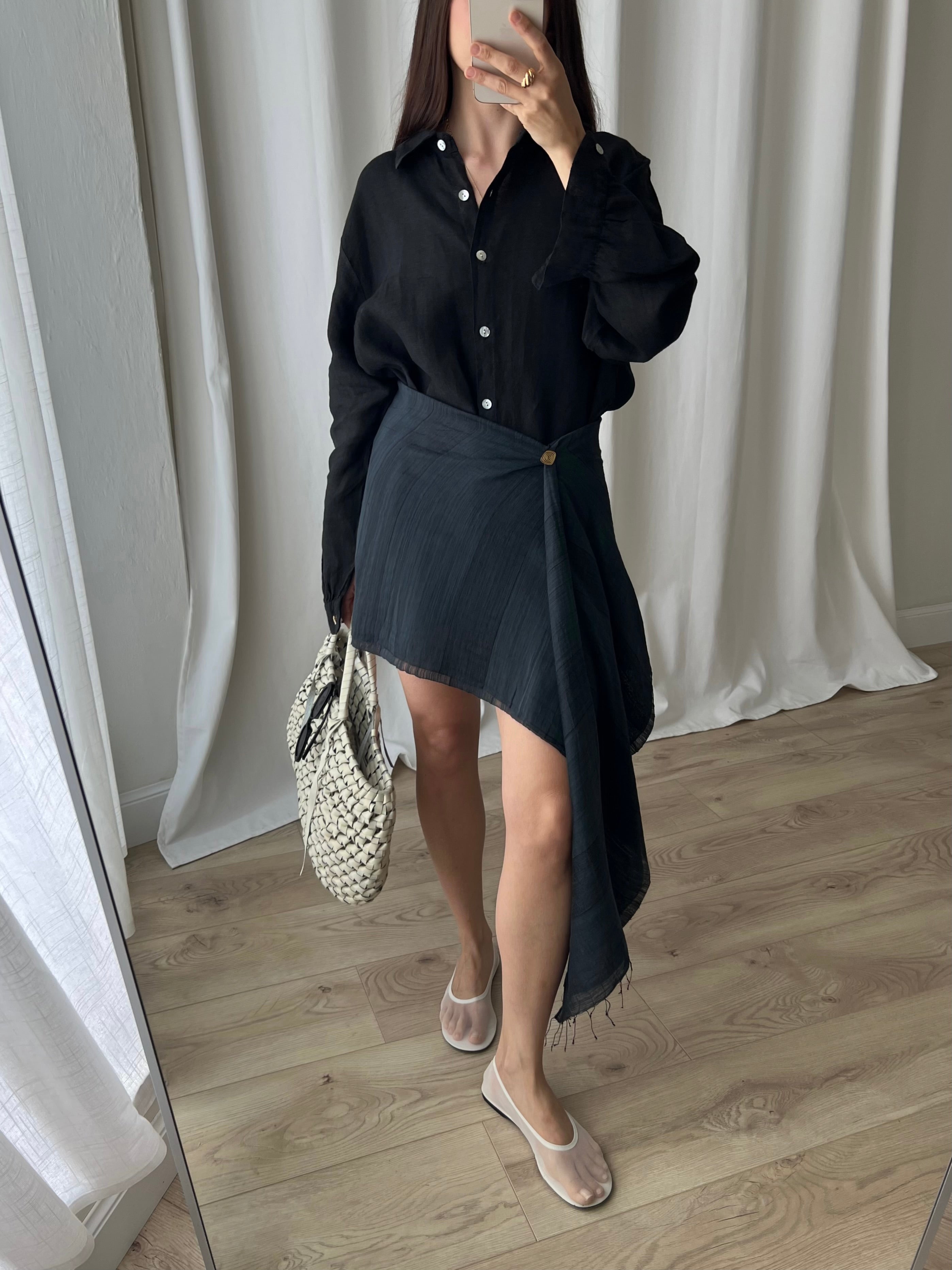 Cotton & silk pareo - Black