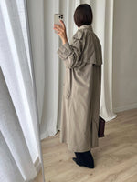 Cotton blend green long trench