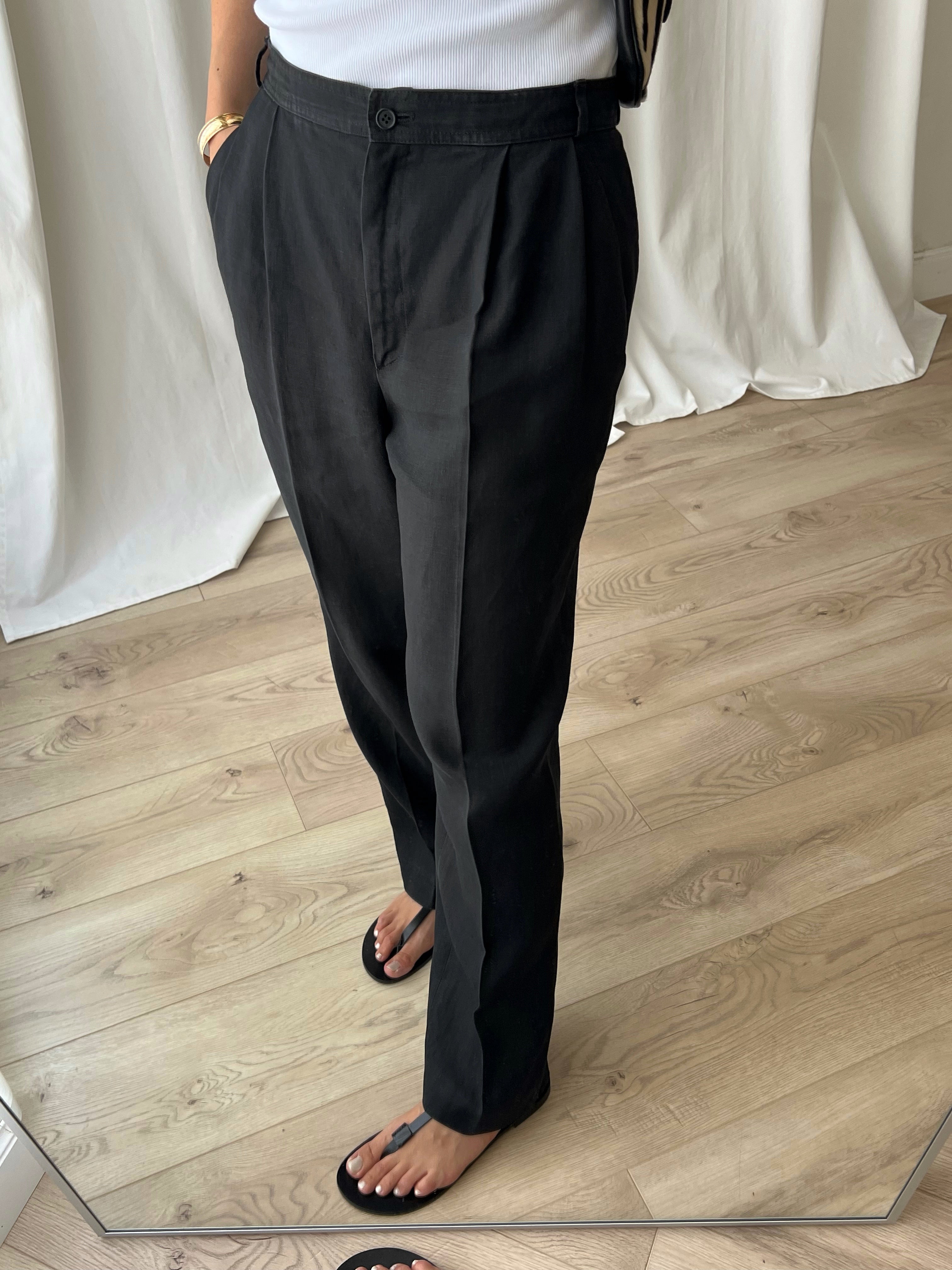 Valentino 100% linen tailored black pants