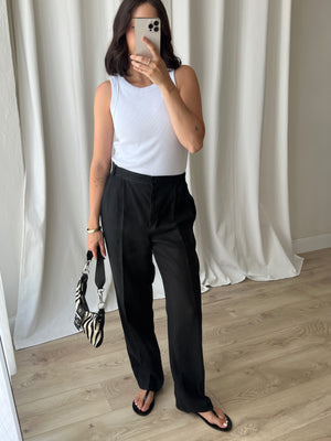 Valentino 100% linen tailored black pants