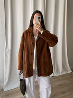 Real suede leather light brown jacket