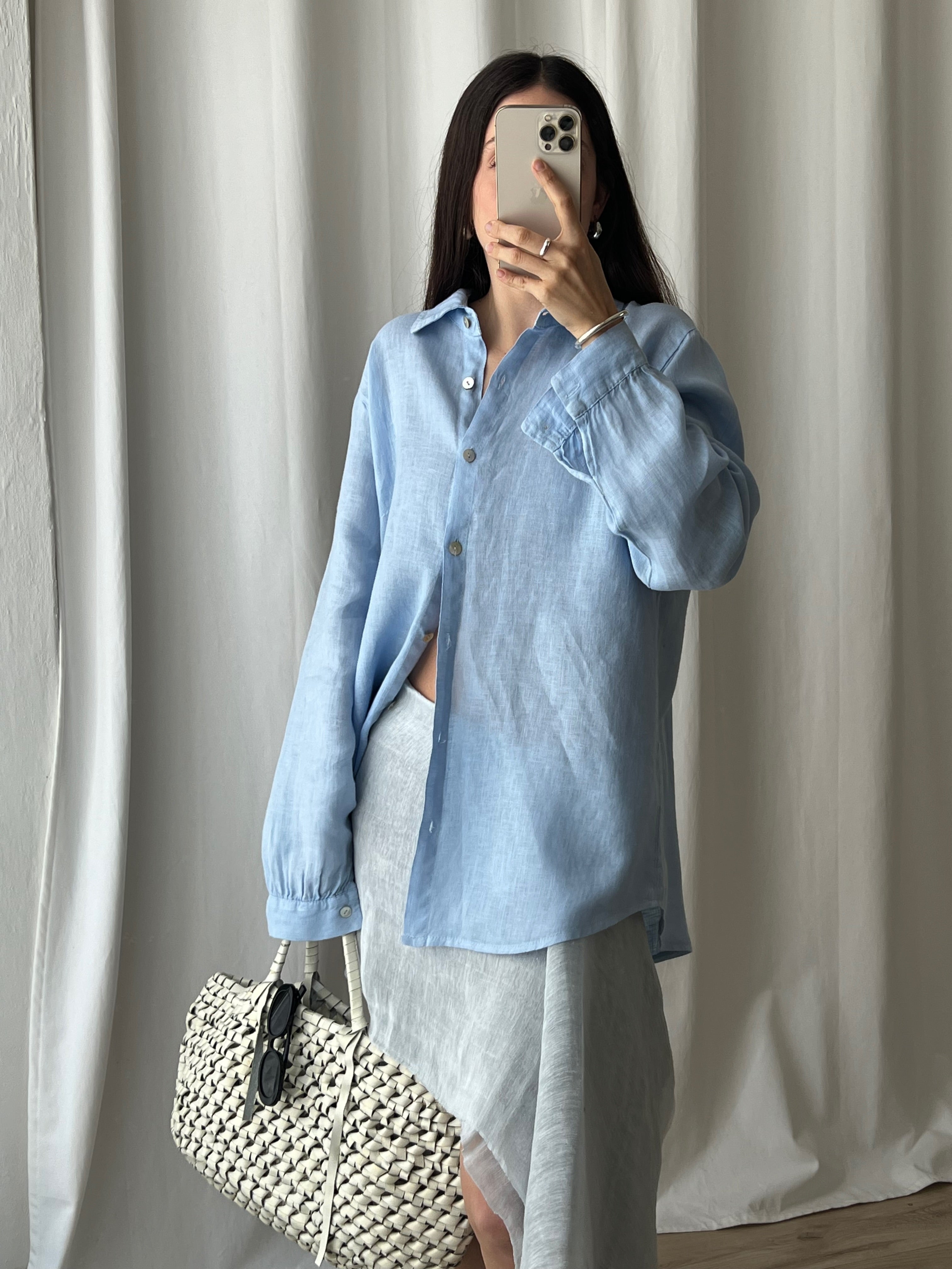 100% Linen comfy shirt - Cielo