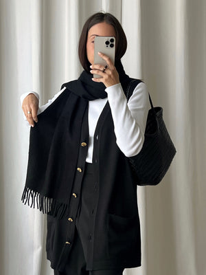 100% Cashmere black scarf