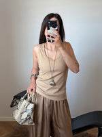 Ribbed tank top - Camel