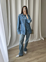 Pure cotton genderless denim shirt