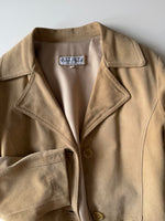 Real suede leather beige trench jacket
