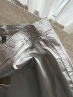 Roberto Cavalli 100% leather silver skirt