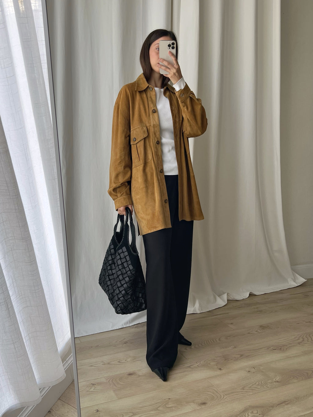 Real suede leather light brown jacket/shirt