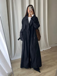 Super long black trench coat