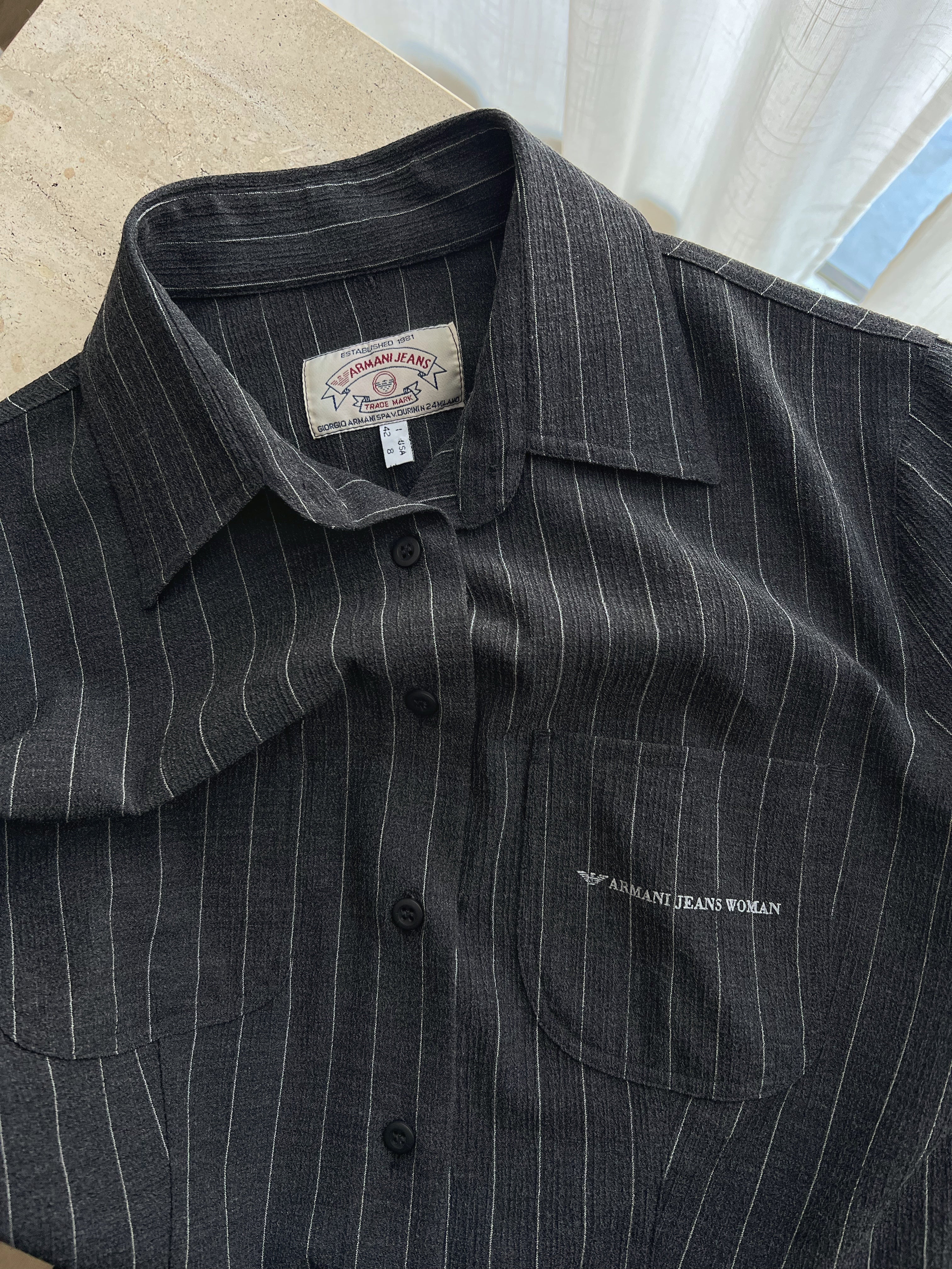 Armani viscose blend pinstriped shirt