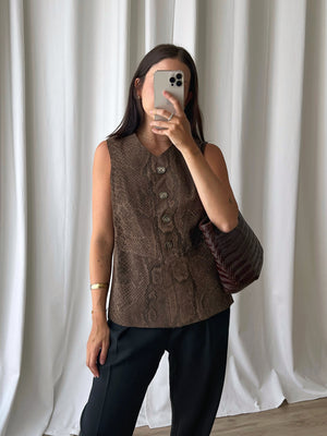 100% Leather brown vest