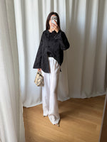 Cupro and viscose liquid white pants