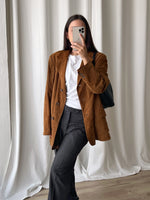 Real suede leather brown blazer