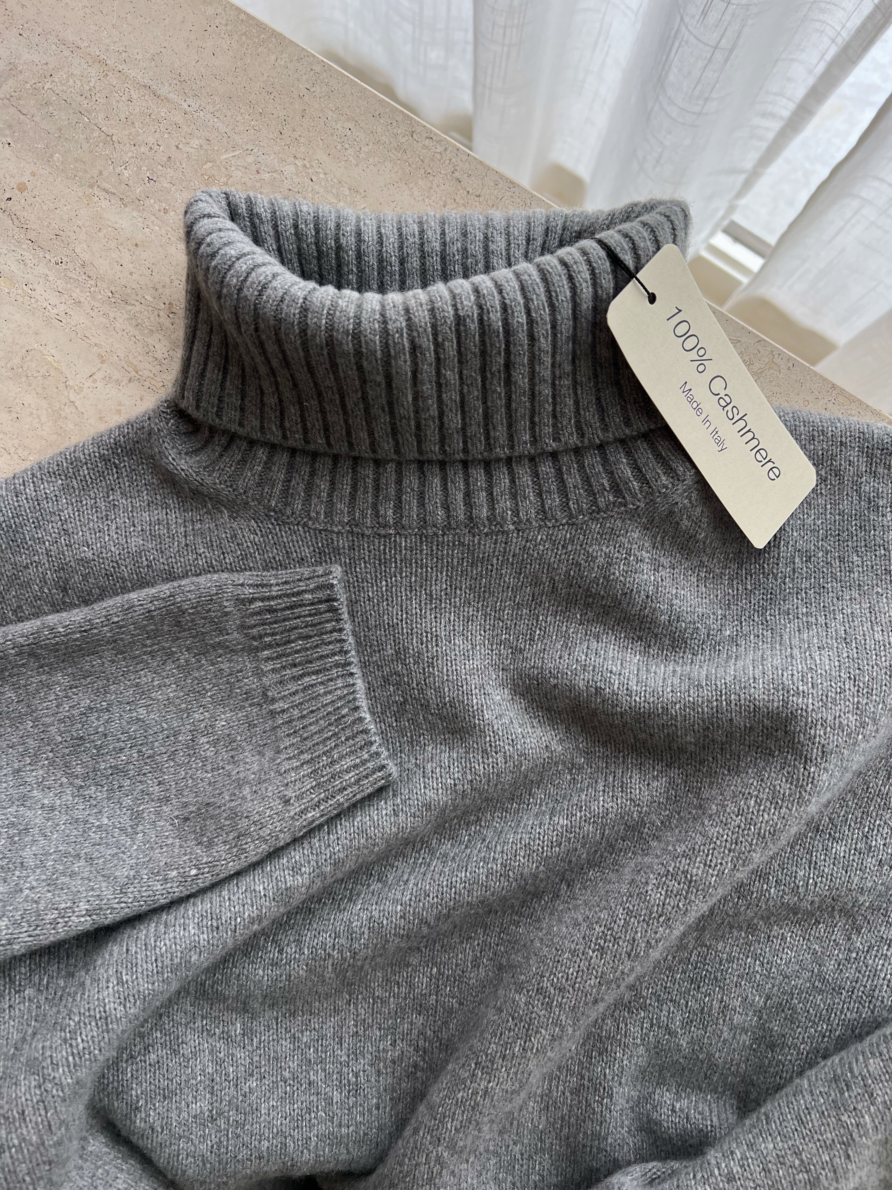 Pure cashmere cosy turtleneck - Pearl grey