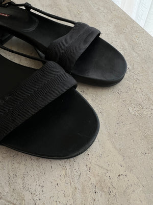 Prada leather black sandals