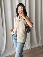 Linen beige sleeveless top