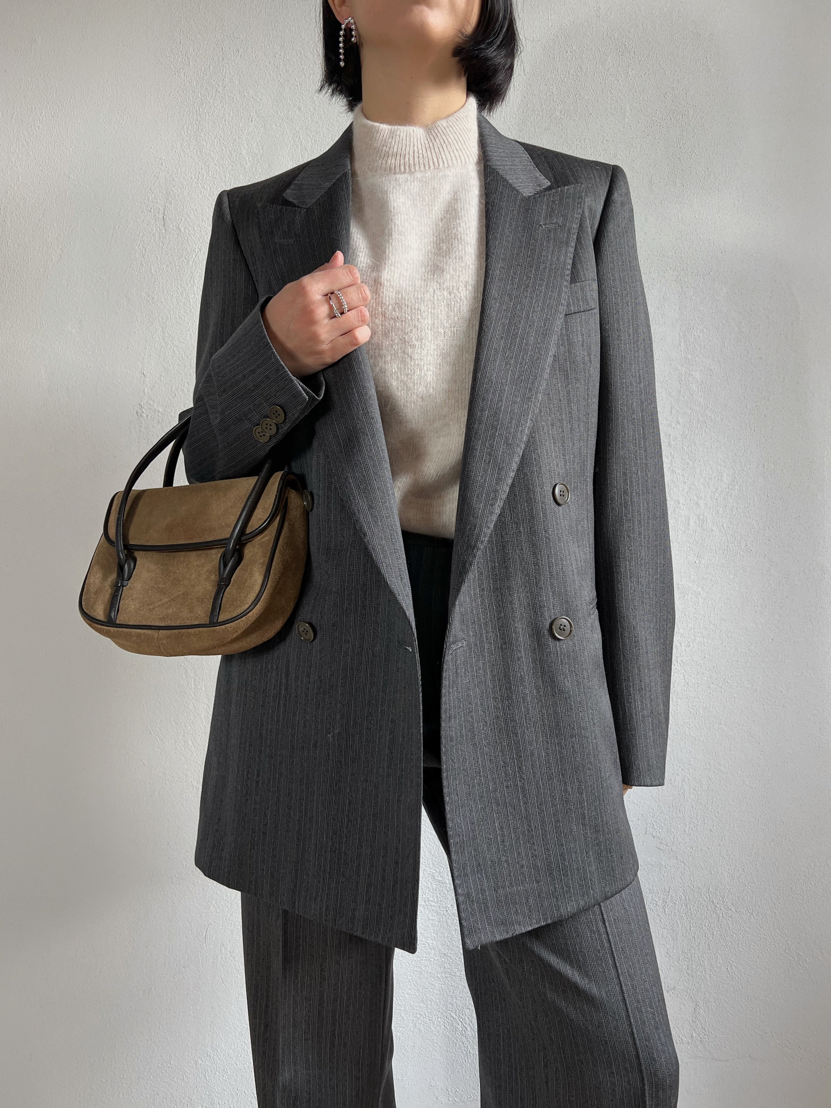 Made in Italy pure wool genderless two pieces grey set