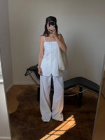 Linen and cotton wide leg pants - White