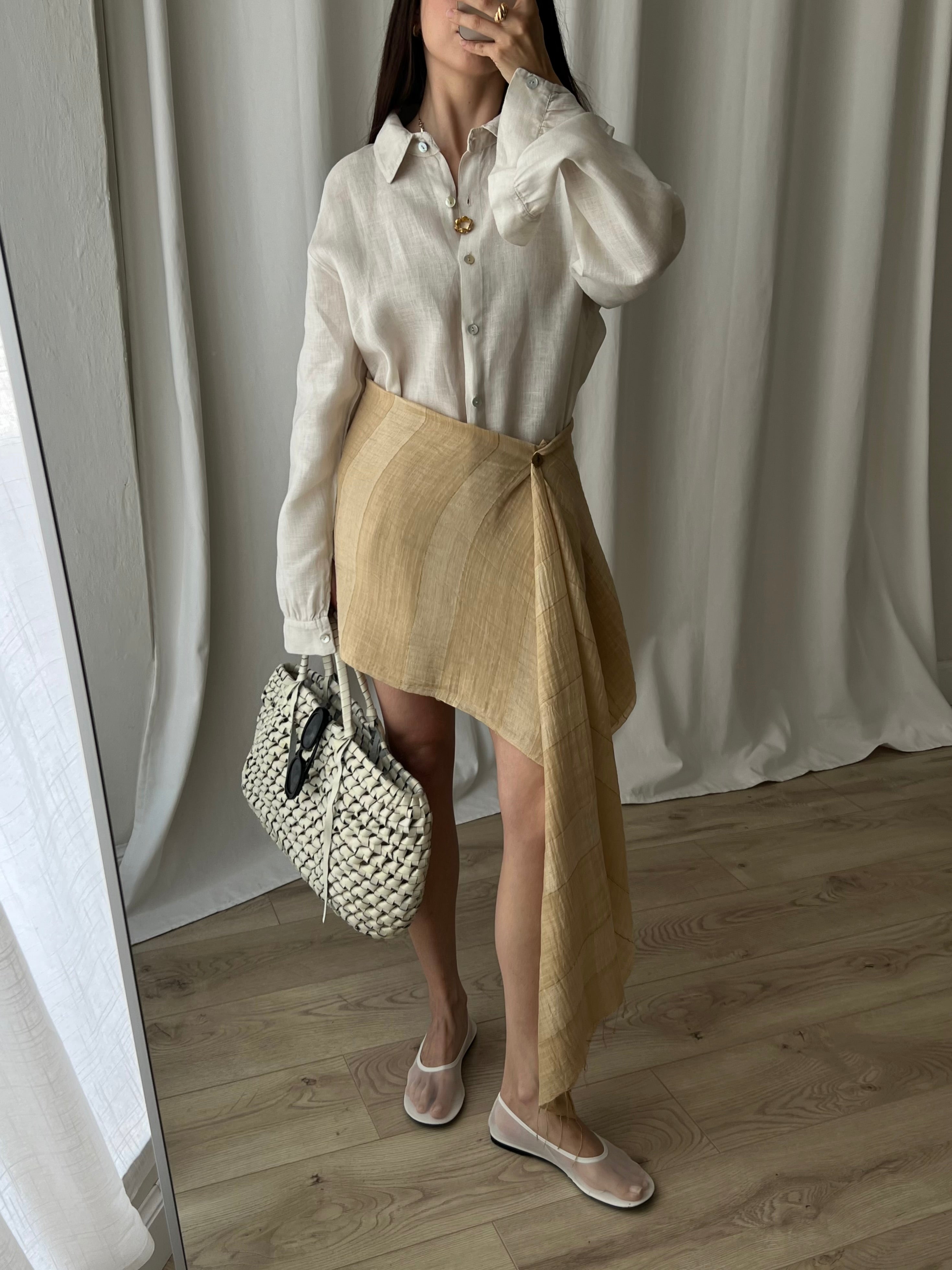 Cotton & silk pareo - Golden beige