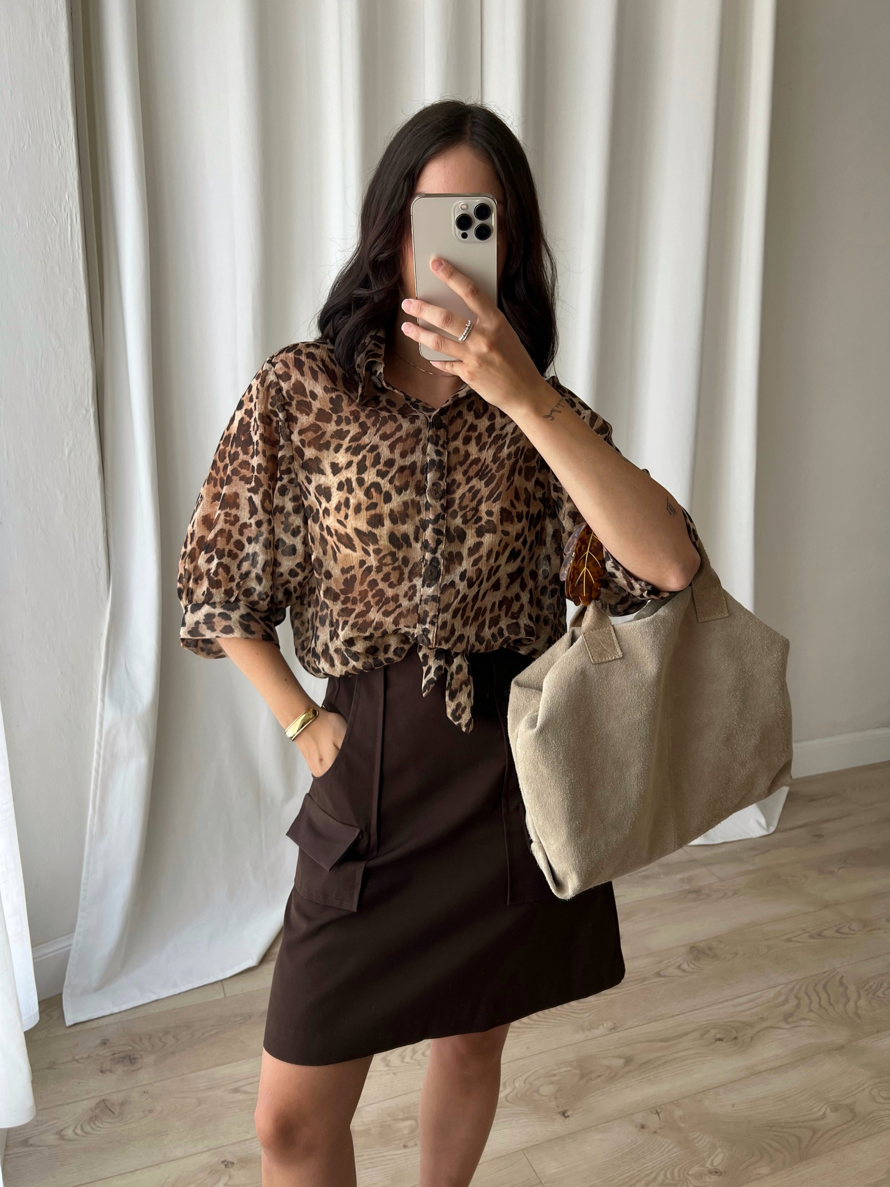 Animalier crop blouse