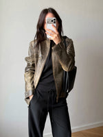 Real leather distressed biker jacket