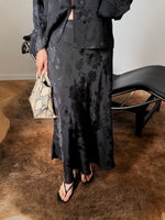 Oriental liquid midi skirt - Black