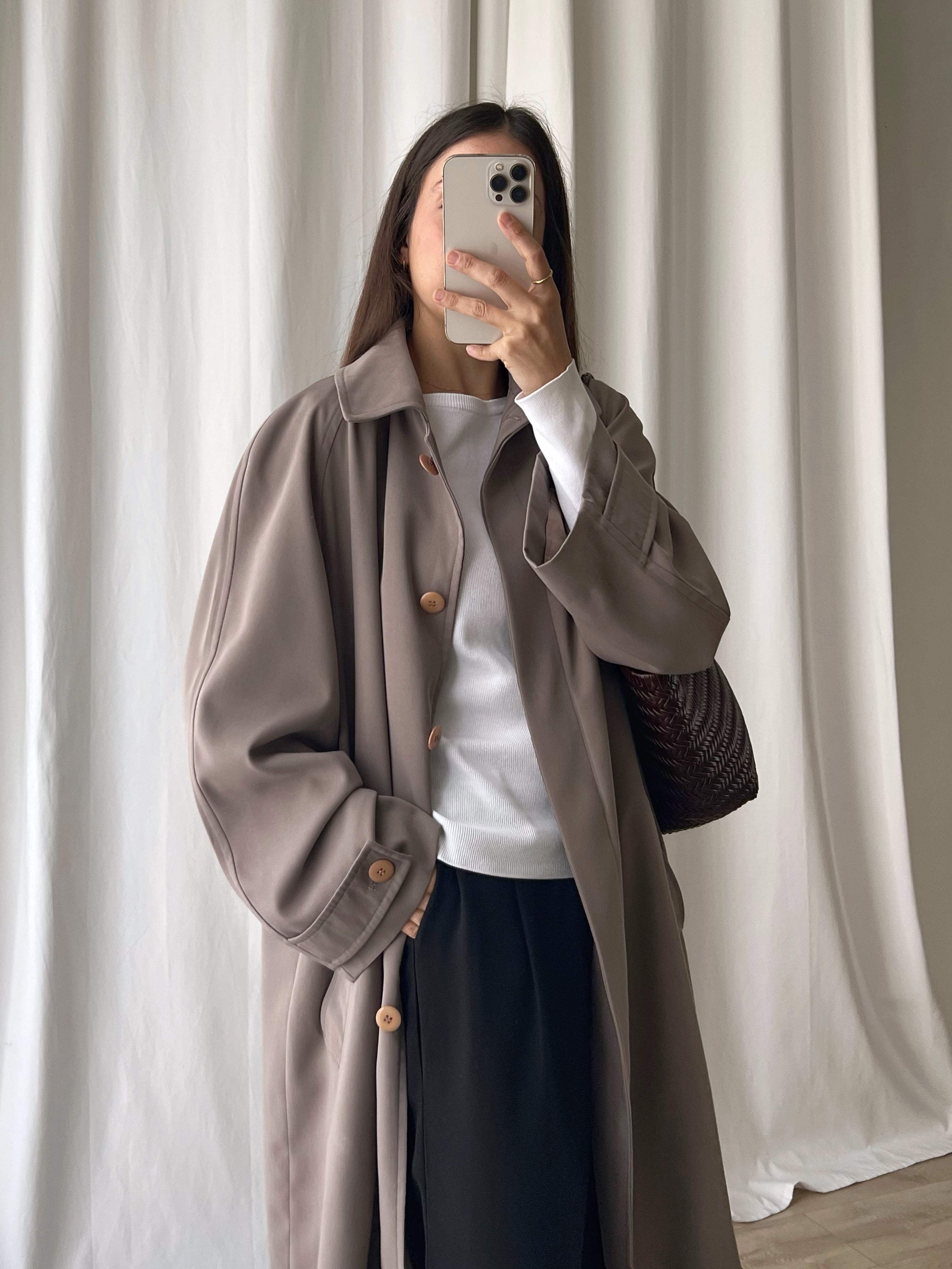 Wool blend mud green trench coat