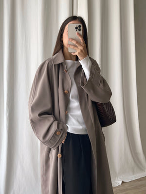 Wool blend mud green trench coat
