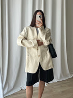 Pure linen genderless light beige blazer