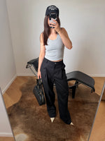 Tailored 100% linen pants - Black