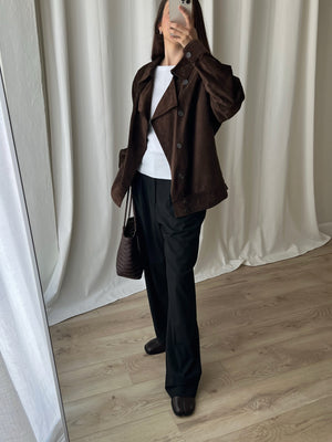 Made in Italy real suede leather chocolate jacket