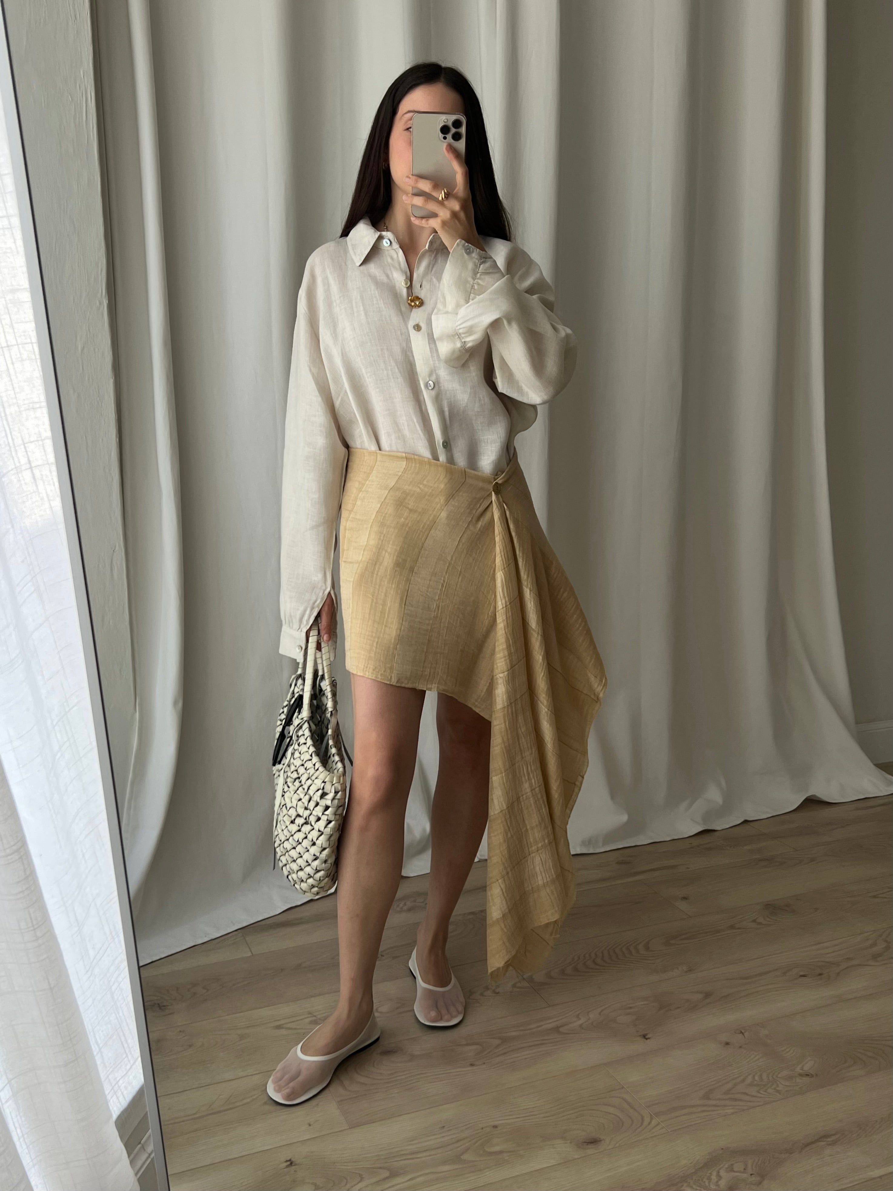 Cotton & silk pareo - Golden beige