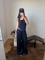 Silk & viscose liquid pants - Navy
