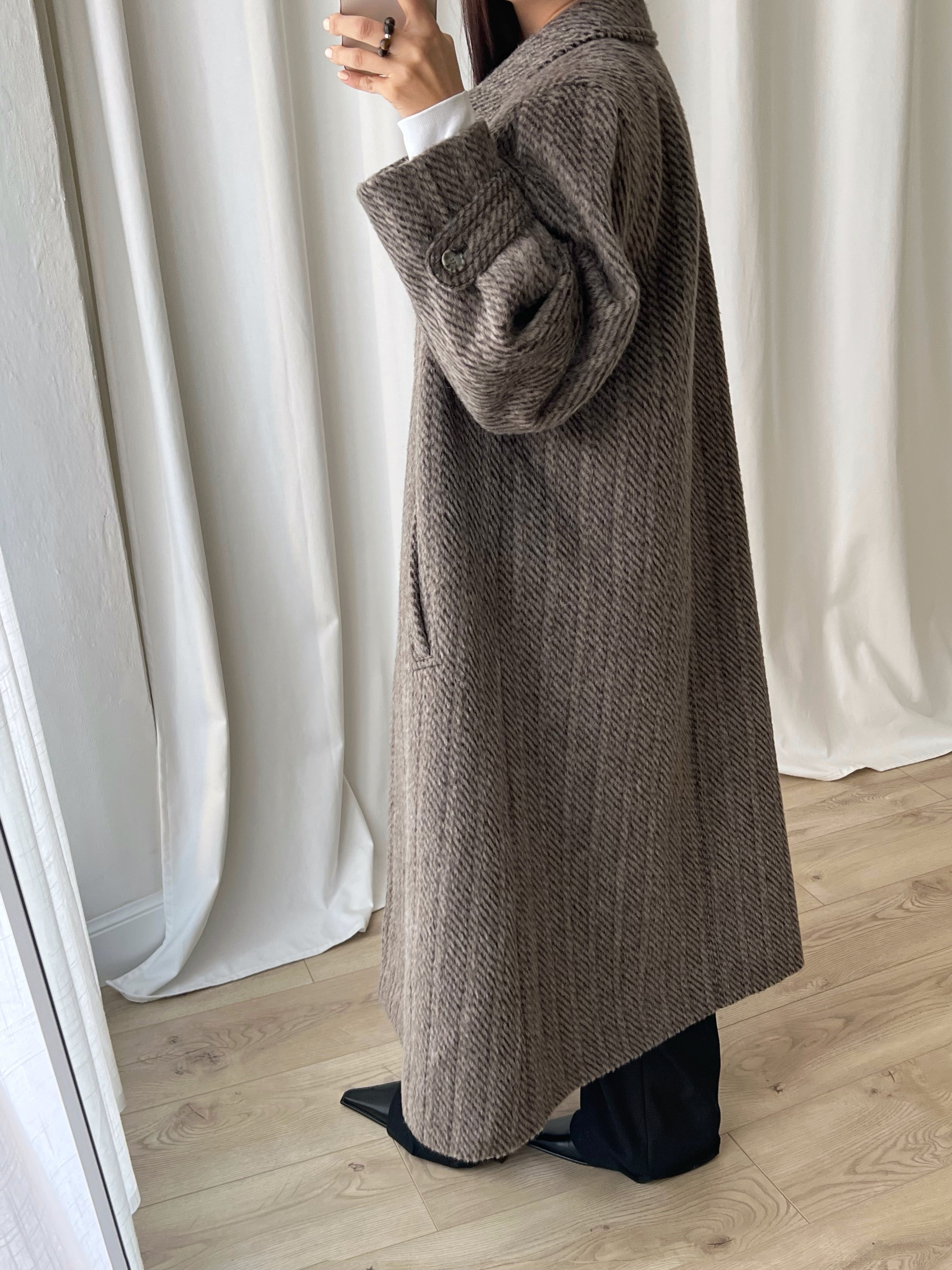 Wool and mohair barbed coat