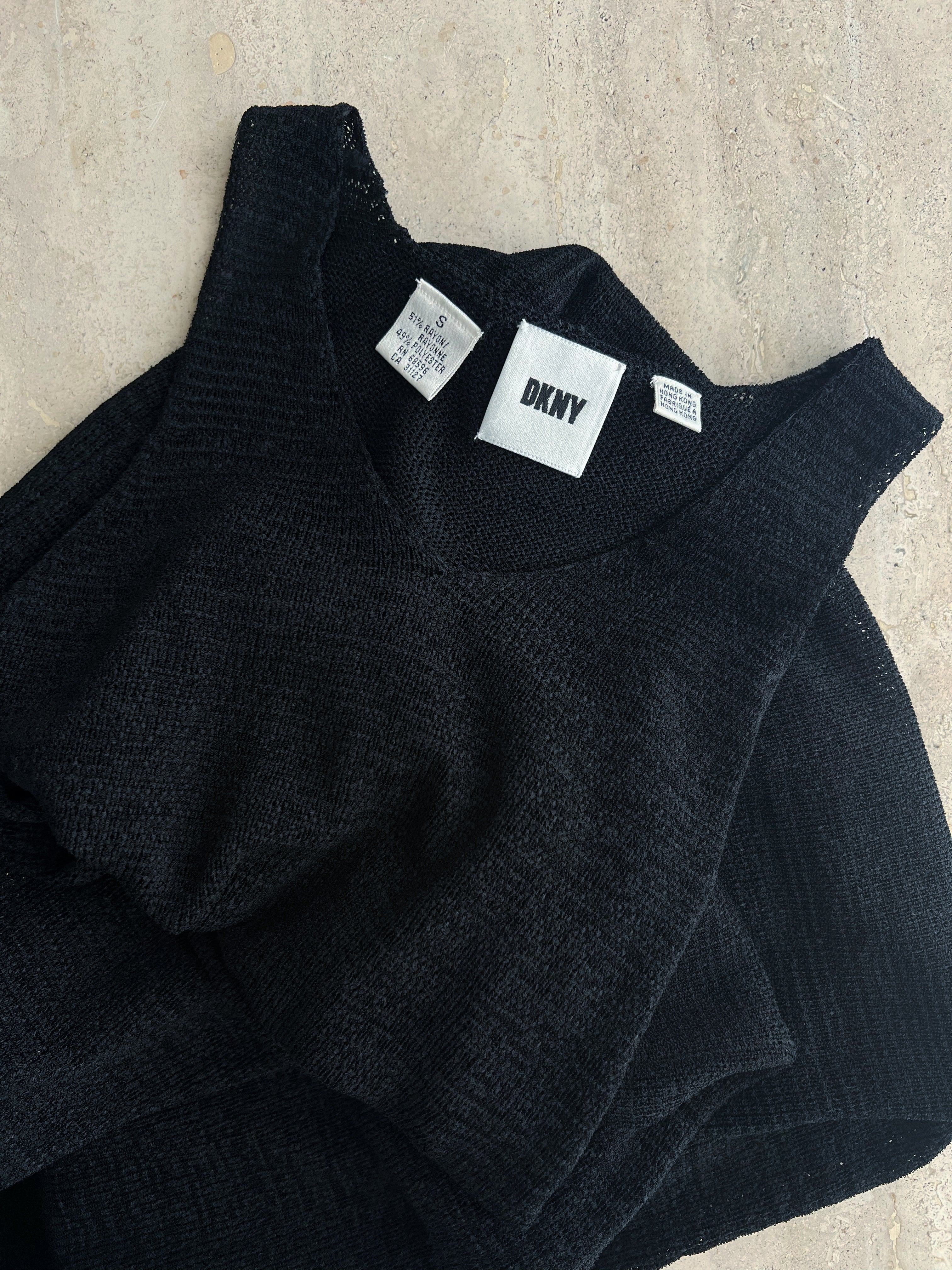 DKNY knitted long black dress